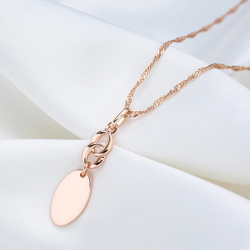 Colar Feminino Cobre Elo Marinheiro Placa Oval Micro Pavê Zircônia Ouro Rosé 585