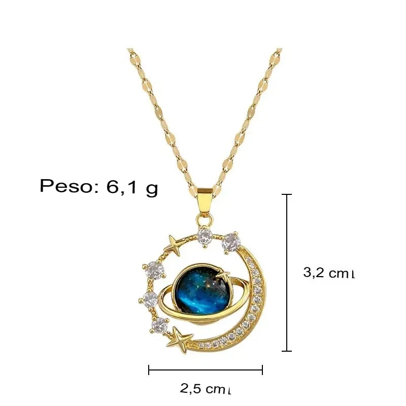 Colar Feminino Universo em Aço Inoxidável