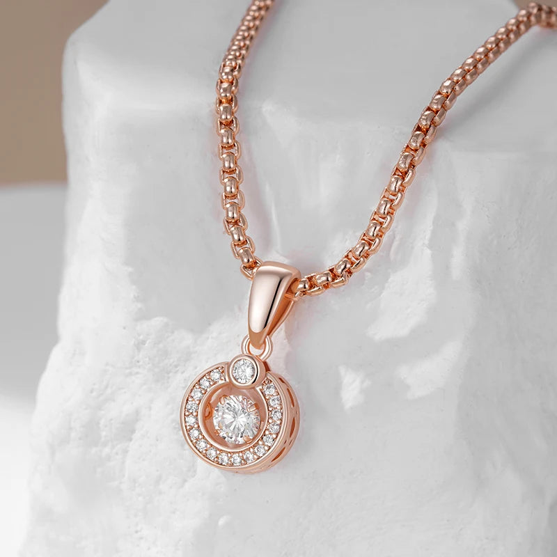 Colar Feminino Zircônia Balançante Ouro Rosé 585 Cobre