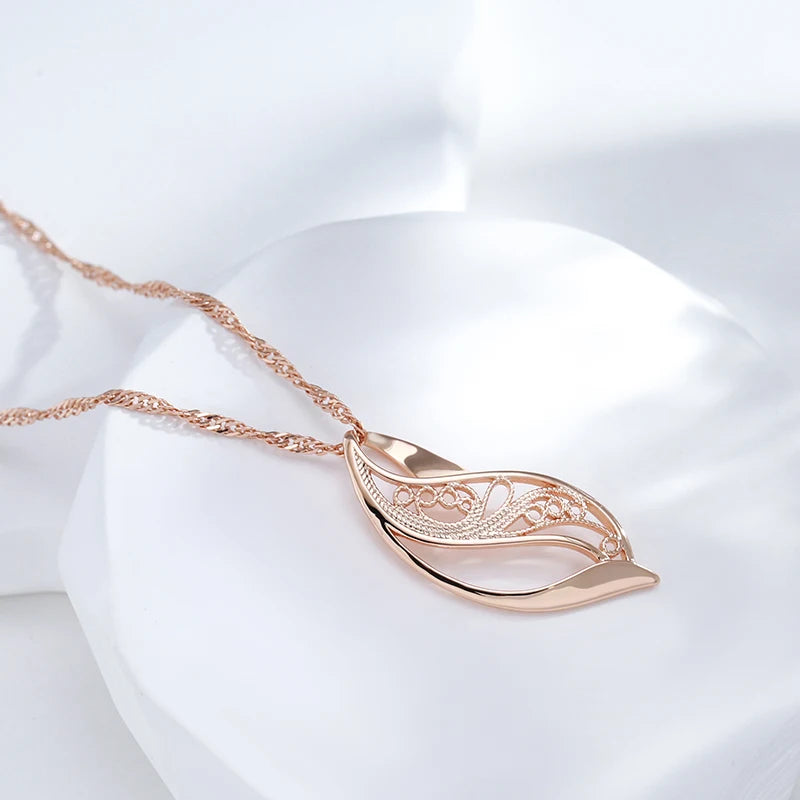 Colar Feminino Cobre Pingente Romântico Glossy Ouro Rosé 585