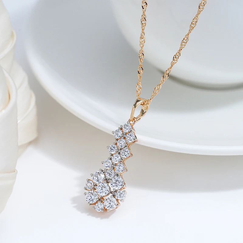 Colar Feminino Cobre Zircônia Étnico Retrô Ouro Rosé 585