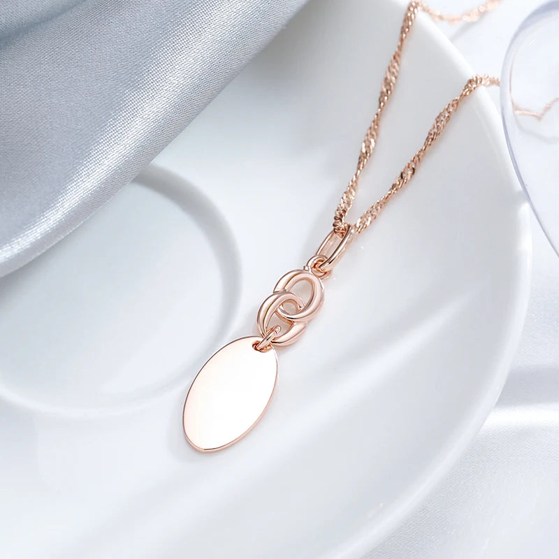 Colar Feminino Cobre Elo Marinheiro Placa Oval Micro Pavê Zircônia Ouro Rosé 585