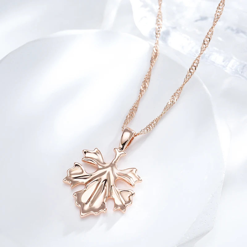 Colar Feminino Cobre Folha Bordo Glossy Natúreza Ouro Rosé