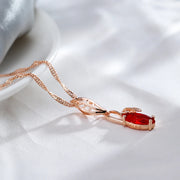 Colar Feminino Cobre Rubi Marquise Pétalas Vazadas Arabesco Ouro Rosé 585