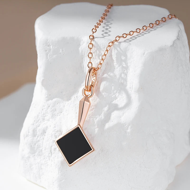 Colar Feminino Cobre Ônix Negro Ouro Rosé 585
