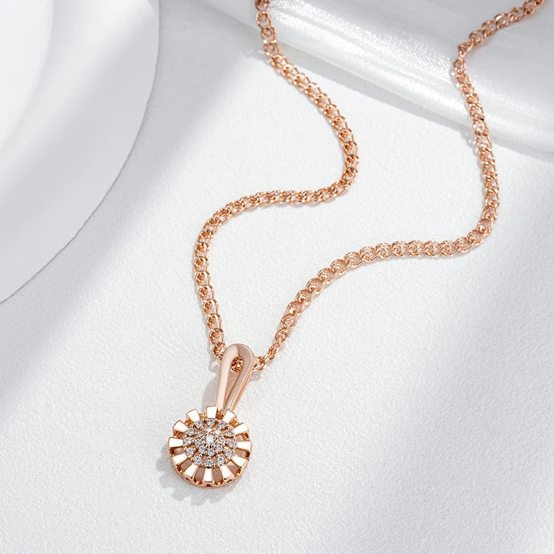 Colar Feminino Cobre Mandala Zircônia Cluster Ouro Rosé 585