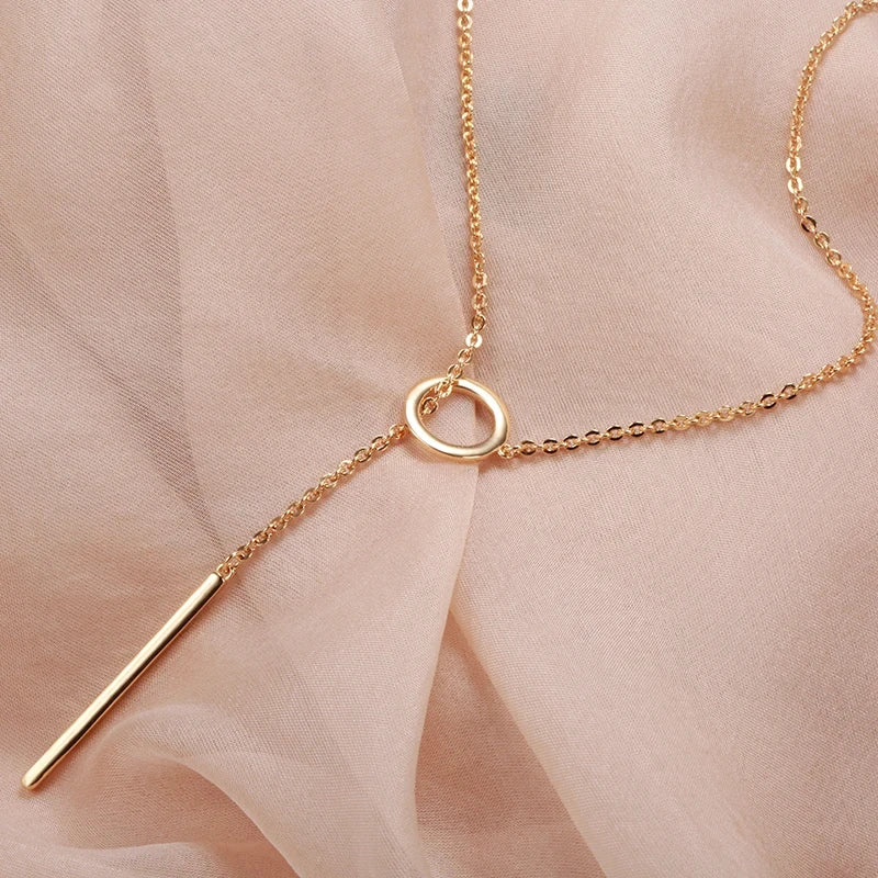 Colar Feminino Cobre Pingente Glossy Luxo Ouro Rosé 585