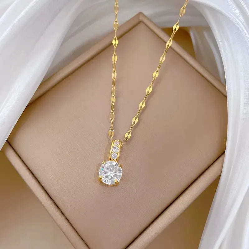 Colar Feminino Choker Simples Elegante em Aço Inoxidável