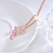 Colar Feminino Cobre Asa Zircônia Rosa Gota Ouro Rosé 585