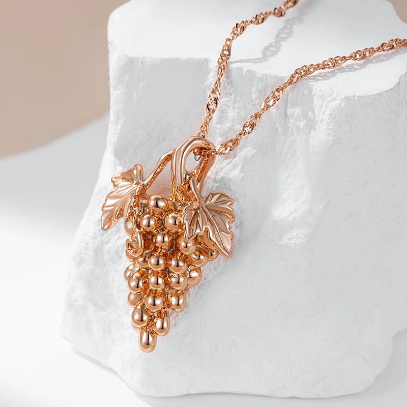 Colar Feminino Cobre Cacho de Uvas Botânico 3D Ouro Rosé 585
