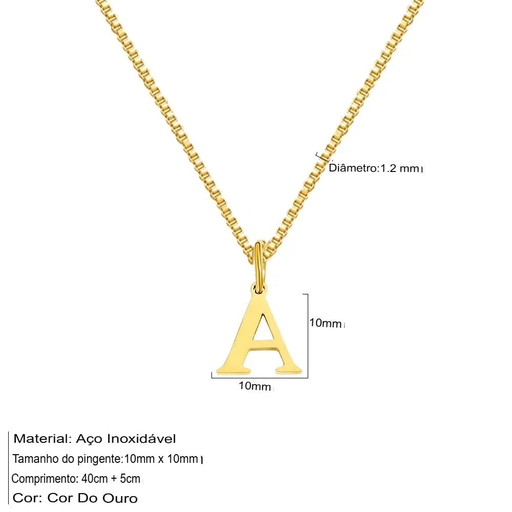 Colar Feminino com inicial personalizado em Aço Inoxidável