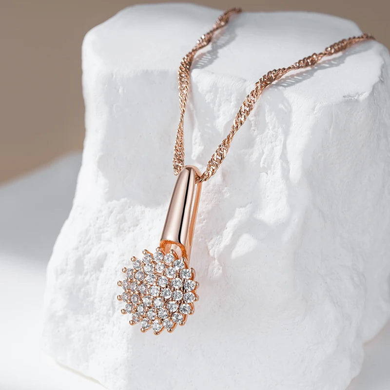 Colar Feminino Flor Zircônia Ouro Rosé 585 Cobre
