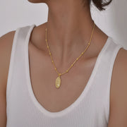 Kit Colar e Pulseira Nossa Senhora das Graças Medalha Oval Aço Inoxidável 316