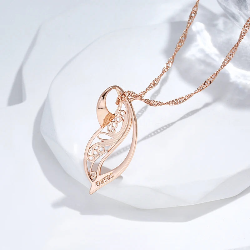 Colar Feminino Cobre Pingente Romântico Glossy Ouro Rosé 585