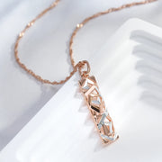 Colar Feminino Cobre Retangular Vazado Geométrico Ouro Rosé 585