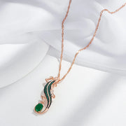 Colar Feminino Cobre Lagarto Esmeralda Zircônia Verde Ouro Rosé 585