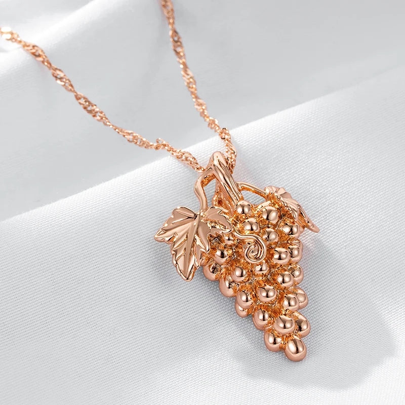 Colar Feminino Cobre Cacho de Uvas Botânico 3D Ouro Rosé 585