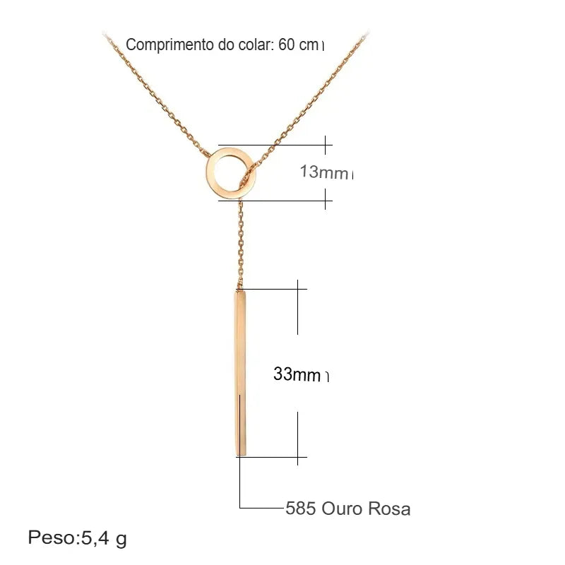 Colar Feminino Cobre Pingente Glossy Luxo Ouro Rosé 585