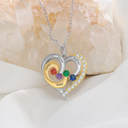 925 prata esterlina personalizado coração colar com 1-5 birthstones personalizado gravado nome das mães pingentes presentes do ano novo