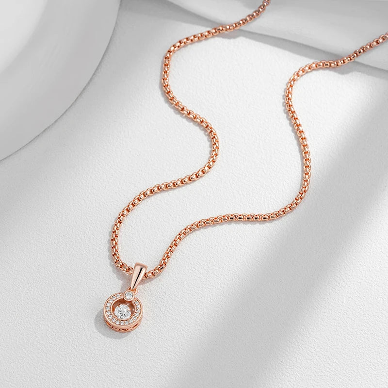 Colar Feminino Zircônia Balançante Ouro Rosé 585 Cobre