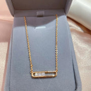 Colar Feminino Cobre Barra Oval Zircônia Cristal Ouro Rosé