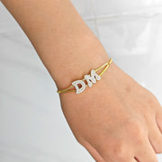 Doremi cristal zircão nome personalizado carta dupla corrente malha delicada deslizante carta personalizar nome pulseiras