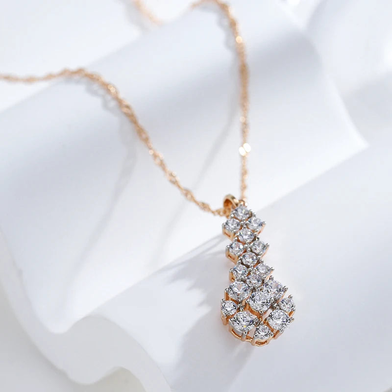 Colar Feminino Cobre Zircônia Étnico Retrô Ouro Rosé 585