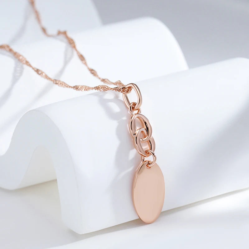 Colar Feminino Cobre Elo Marinheiro Placa Oval Micro Pavê Zircônia Ouro Rosé 585