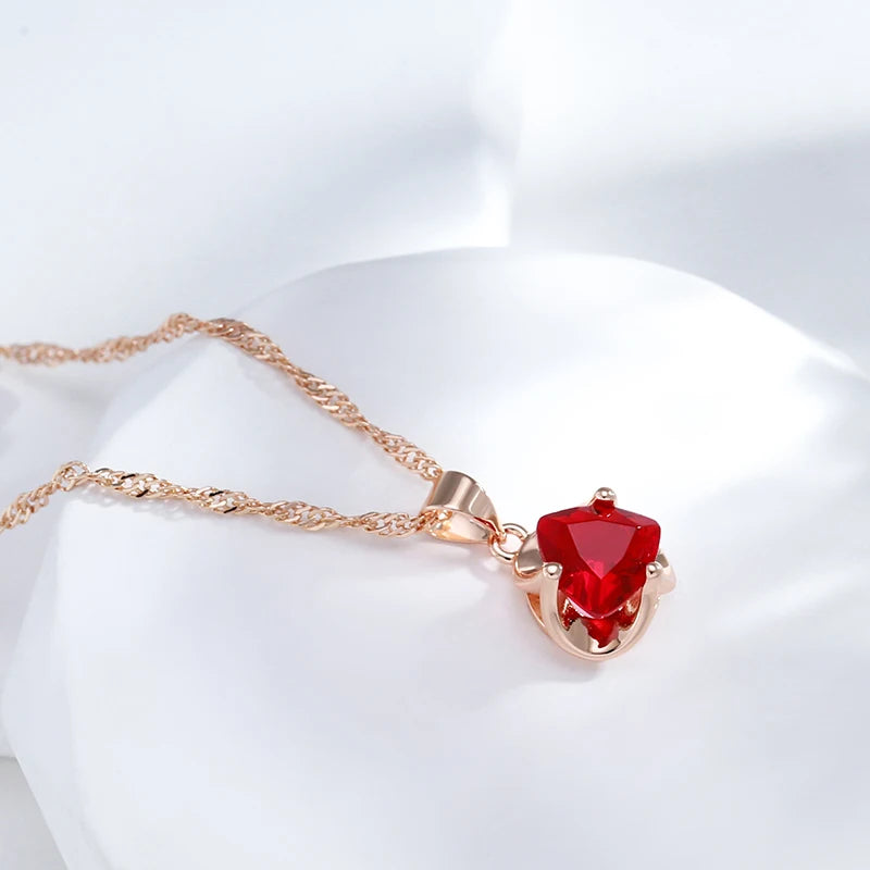 Colar Feminino Zircônia Vermelha Ouro Rosé 585 Cobre