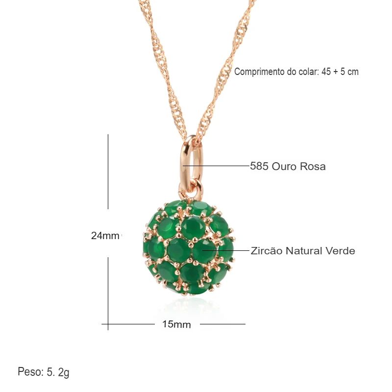 Colar Feminino Cobre Cluster Esmeralda Redondo Full Coverage Ouro Rosé 585