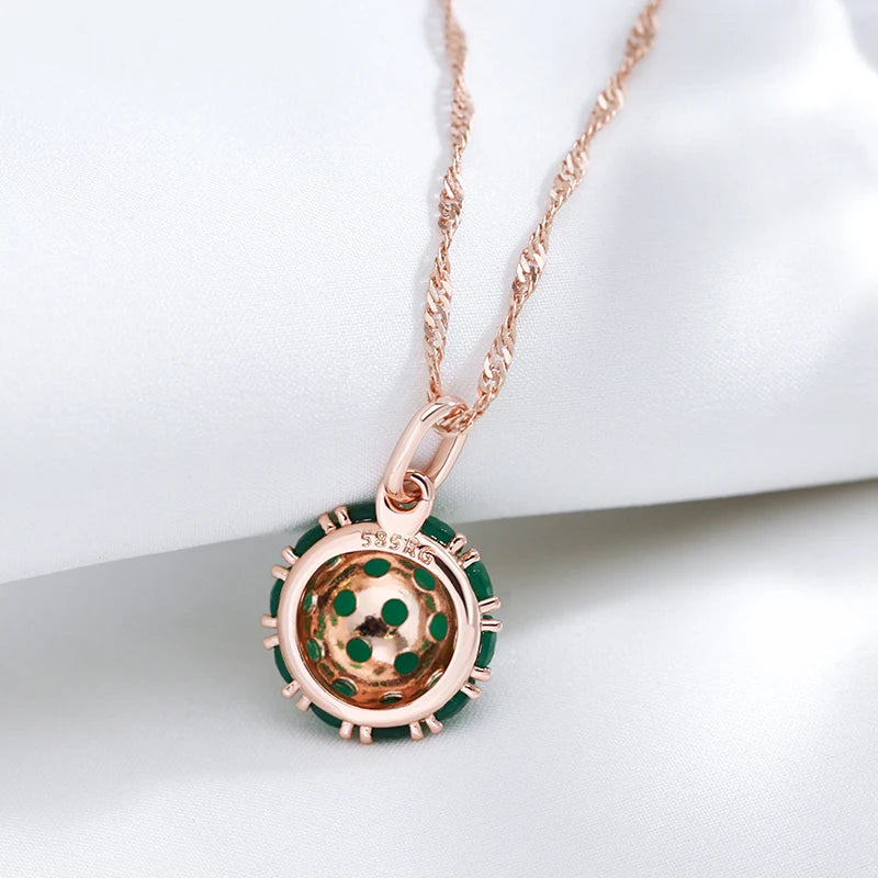 Colar Feminino Cobre Cluster Esmeralda Redondo Full Coverage Ouro Rosé 585