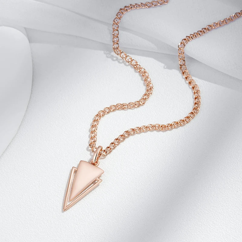 Colar Feminino Cobre Triângulo Duplo Sobreposto Polido Geométrico Ouro Rosé 585