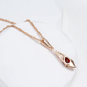 Colar Feminino Cobre Granada Gota Bail Cônico Art Deco Zircônia Ouro Rosé 585