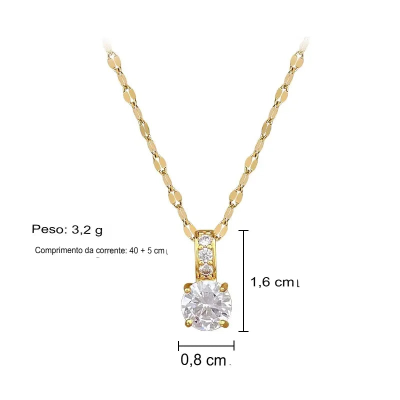 Colar Feminino Choker Simples Elegante em Aço Inoxidável