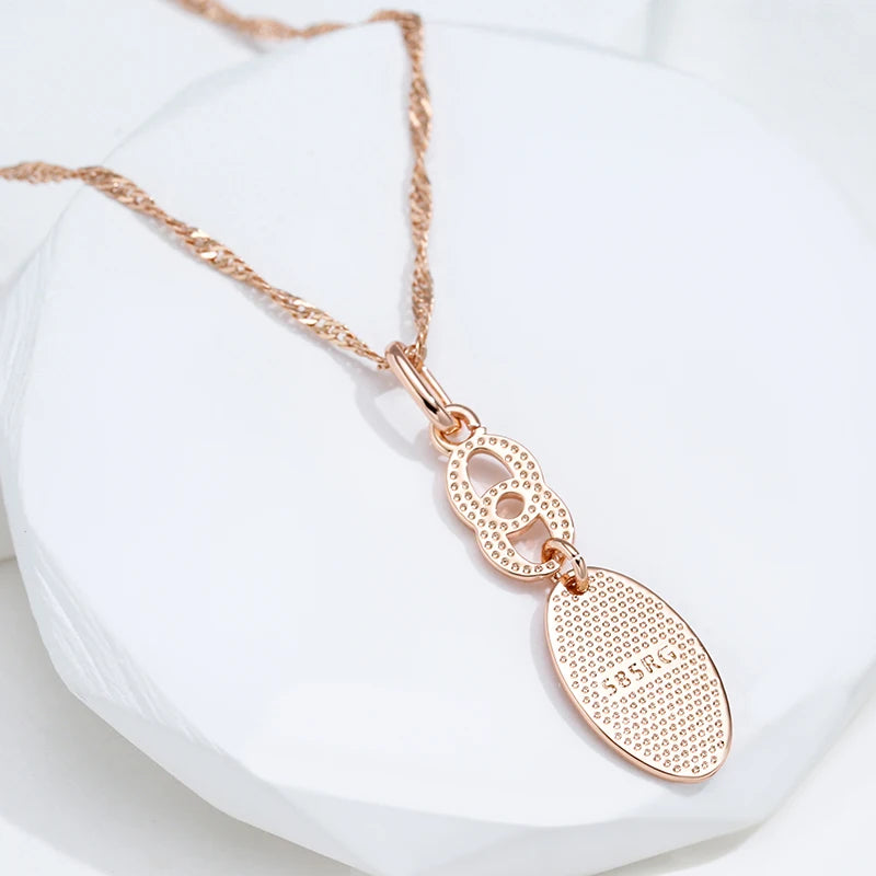 Colar Feminino Cobre Elo Marinheiro Placa Oval Micro Pavê Zircônia Ouro Rosé 585