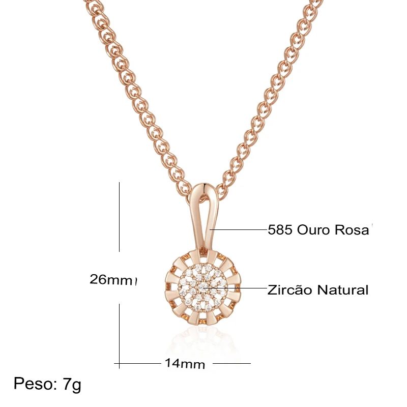 Colar Feminino Cobre Mandala Zircônia Cluster Ouro Rosé 585