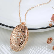 Colar Feminino Cobre Medalhão Oval Filigrana Paisley Zircônia Ouro Rosé 585