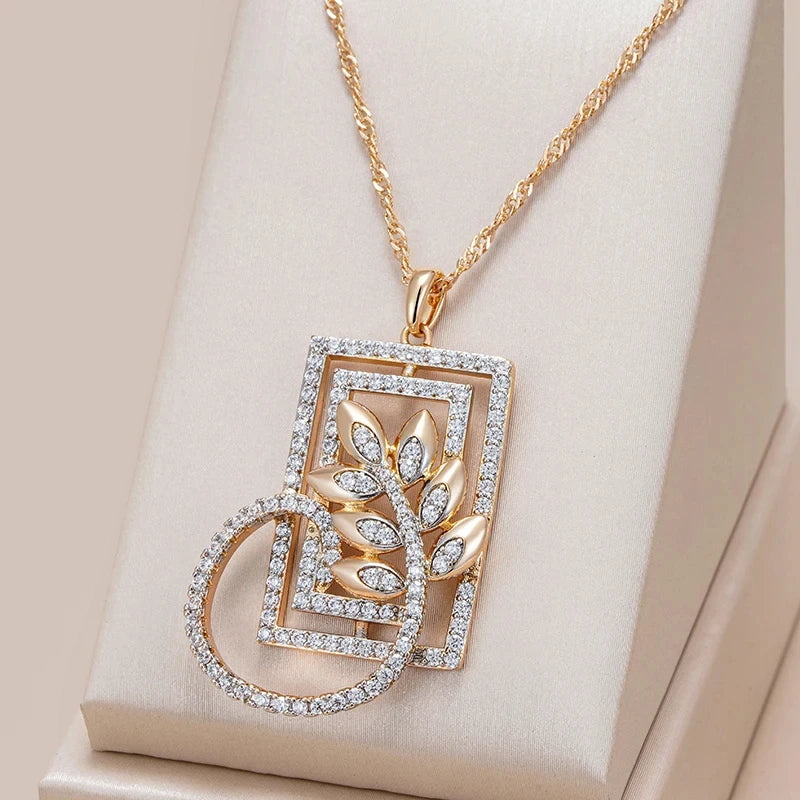 Colar Feminino Cobre Placa Quadrada Argola Floral Pavê Marquise Ouro Amarelo 585