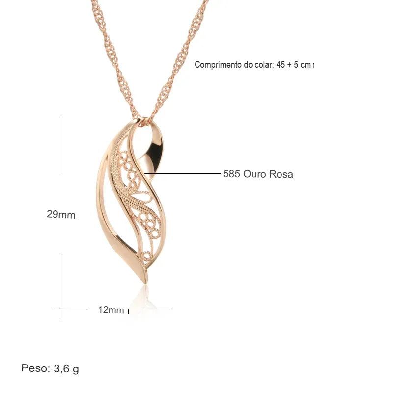 Colar Feminino Cobre Pingente Romântico Glossy Ouro Rosé 585