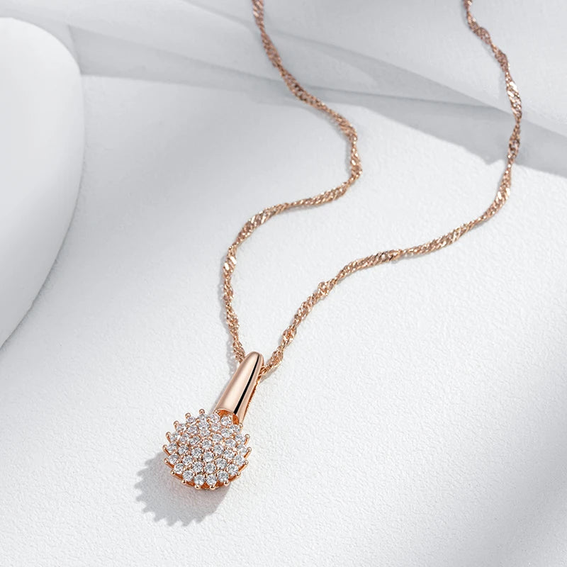 Colar Feminino Flor Zircônia Ouro Rosé 585 Cobre