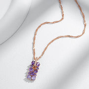 Colar Feminino Cobre Cascata Zircônia Ametista Degrêe Ouro Rosé 585