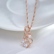 Colar Feminino Cobre Cascata Gota Cristal Pavê Arabesco Ouro Rosé