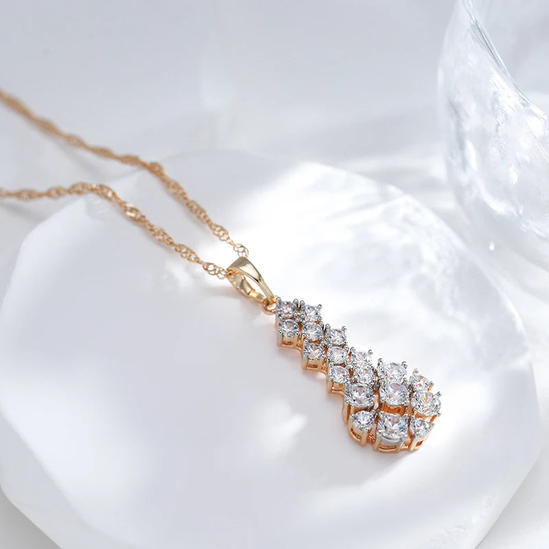 Colar Feminino Cobre Zircônia Étnico Retrô Ouro Rosé 585