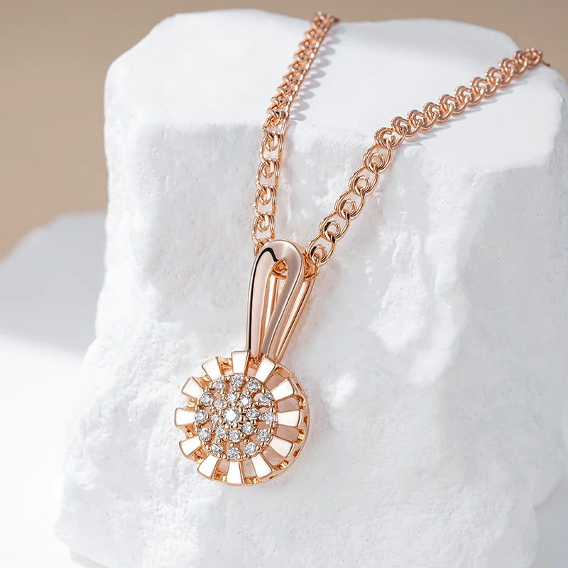 Colar Feminino Cobre Mandala Zircônia Cluster Ouro Rosé 585