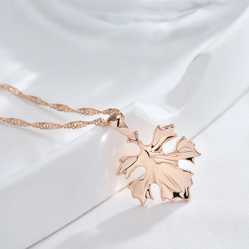 Colar Feminino Cobre Folha Bordo Glossy Natúreza Ouro Rosé