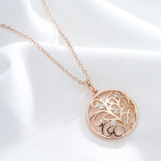 Colar Feminino Cobre Medalhão Circular Arabesco Filigrana Zircônia Ouro Rosé 585
