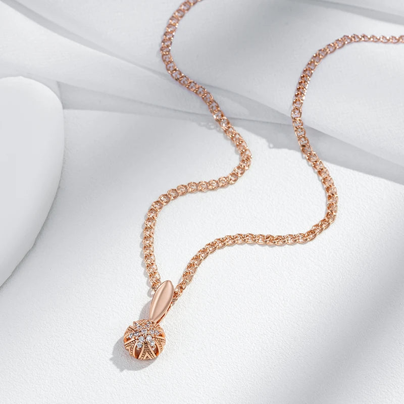 Colar Feminino Cobre Esfera Vazada Zircônia Ouro Rosé 585