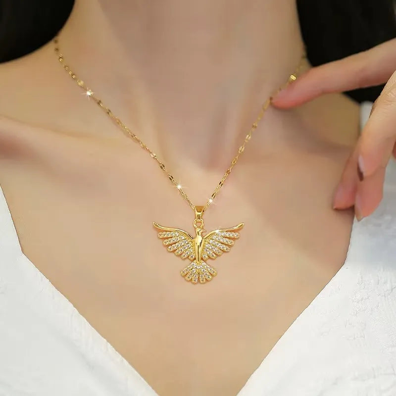 Colar Feminino Fênix Águia Poderosa em Aço Inoxidável