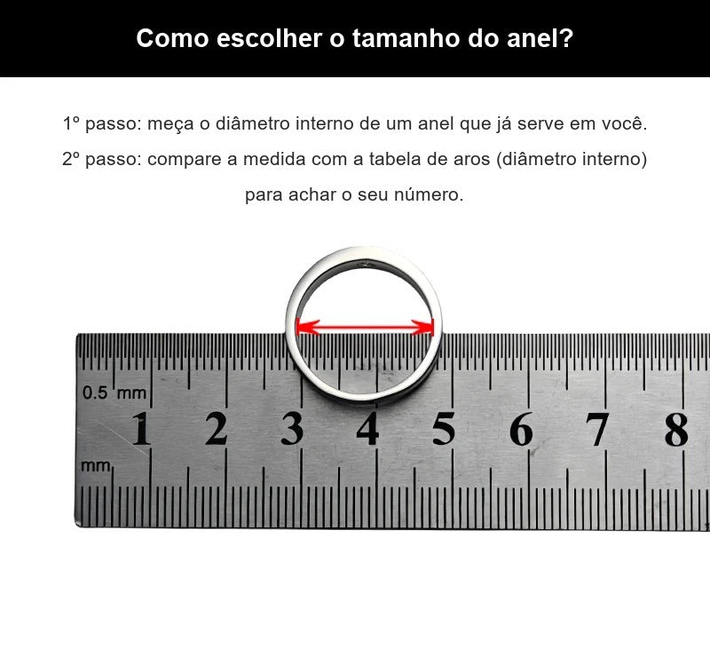 Guia de tamanho do anel: como medir o diâmetro interno do aro