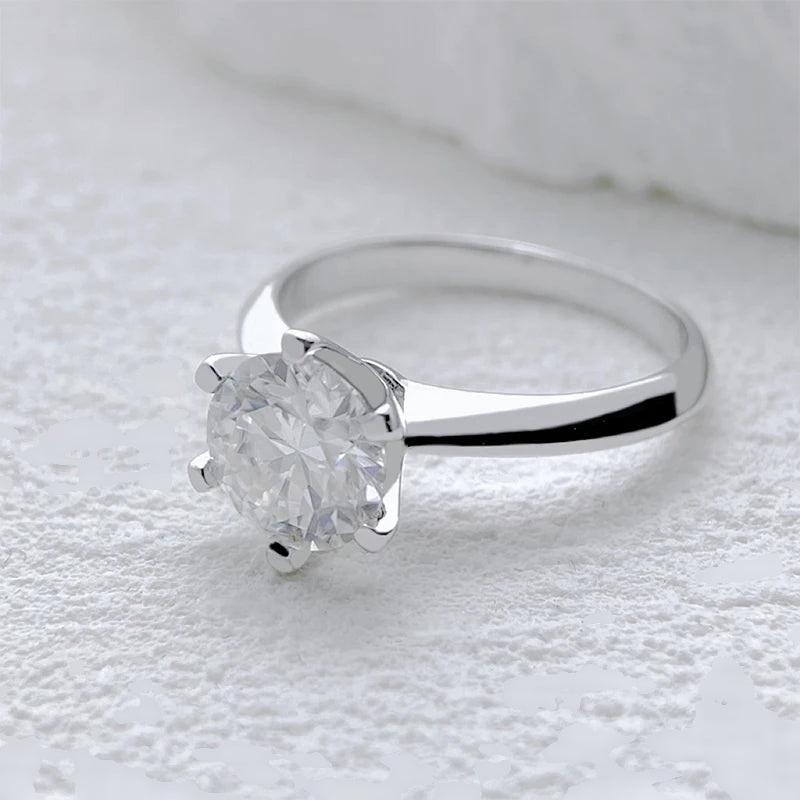 Anel solitário de moissanite 6 garras deitado